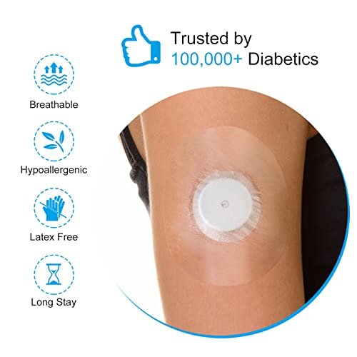 Kuruyo Freestyle Sensor Klebepflaster für Libre 2 Plus & Lingo – wasserdichte, transparente Folie, 60 Stück, Blau
