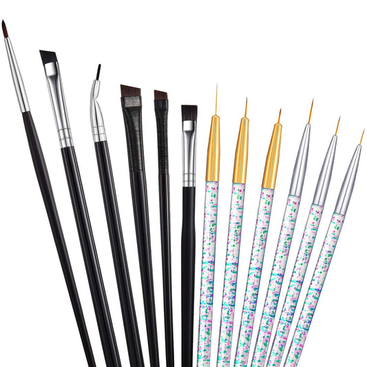 12-teiliges Eyeliner-Pinsel-Set, abgeschrägter Gel-Eyeliner-Pinsel, feiner gebogener Eyeliner-Pinsel, spitzer runder Make-up-Pinsel, abgewinkelter Eyeliner-Make-up-Werkzeug für Frauen, Mädchen, Kosmetikapplikatoren
