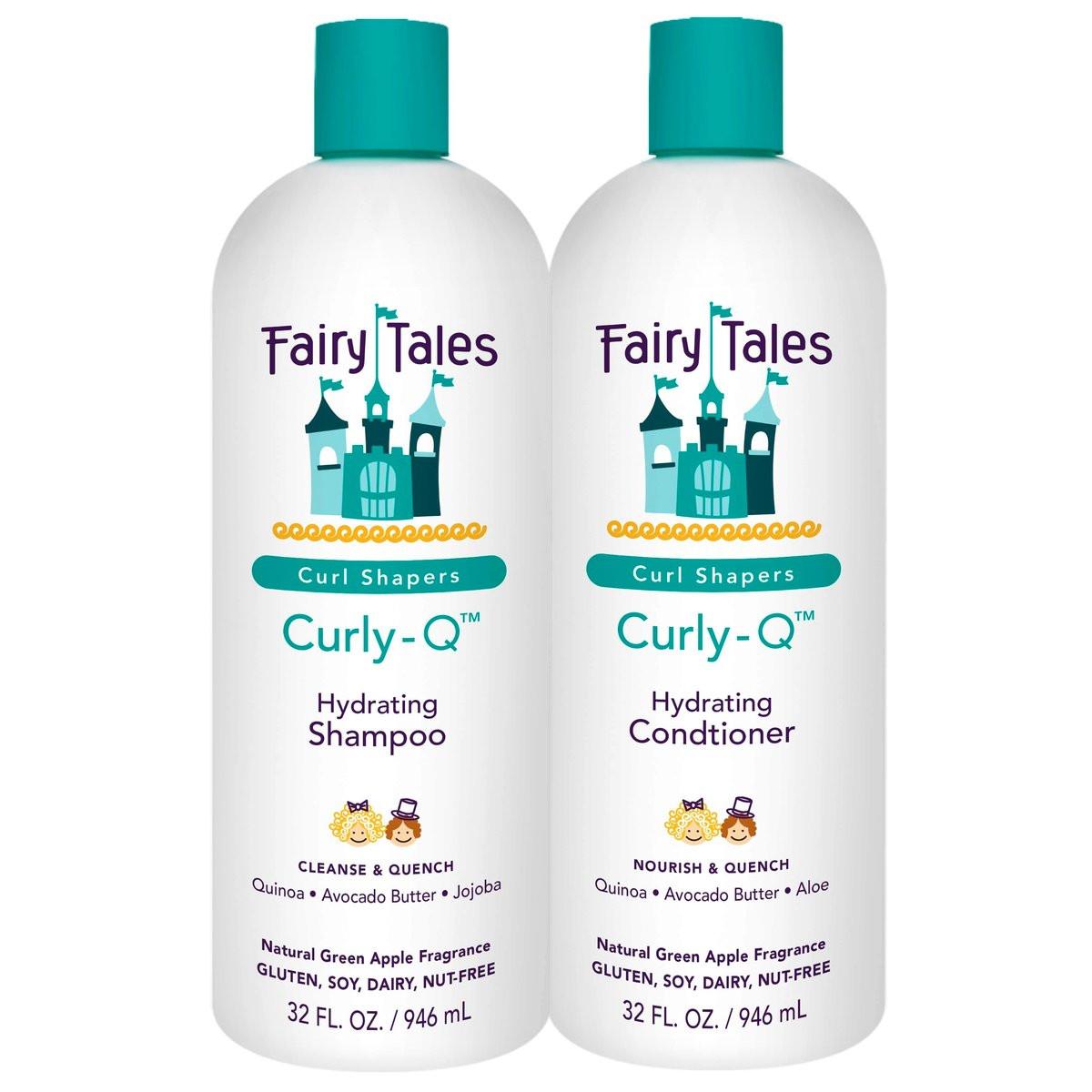 Fairy Tales Curly-Q Feuchtigkeitsspendendes Shampoo und Conditioner für Kinder - Paraben-, Sulfat-, Gluten- und Nussfrei - Für alle Lockentypen inklusive multikulturelles Haar – 32 oz (2er-Pack)