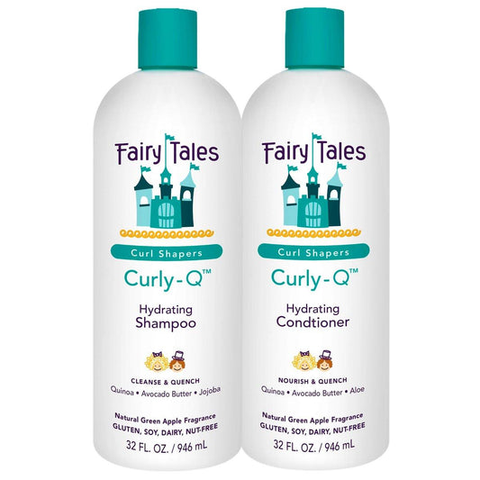 Fairy Tales Curly-Q Feuchtigkeitsspendendes Shampoo und Conditioner für Kinder - Paraben-, Sulfat-, Gluten- und Nussfrei - Für alle Lockentypen inklusive multikulturelles Haar – 32 oz (2er-Pack)