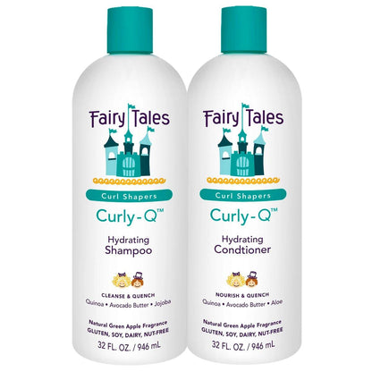 Fairy Tales Curly-Q Feuchtigkeitsspendendes Shampoo und Conditioner für Kinder - Paraben-, Sulfat-, Gluten- und Nussfrei - Für alle Lockentypen inklusive multikulturelles Haar – 32 oz (2er-Pack)