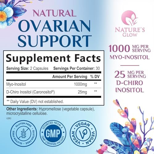 Myo-Inositol & D-Chiro Inositol 1025mg – 40:1 Idealverhältnis für Eierstockunterstützung, veganes Myo & D-Chiro Supplement für natürliches Gleichgewicht und Hormonunterstützung, Vitamin B8, Nicht-GVO – 60 Kapseln
