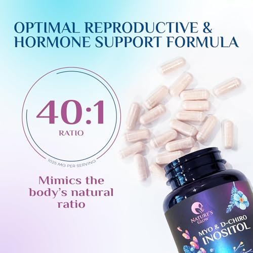 Myo-Inositol & D-Chiro Inositol 1025mg – 40:1 Idealverhältnis für Eierstockunterstützung, veganes Myo & D-Chiro Supplement für natürliches Gleichgewicht und Hormonunterstützung, Vitamin B8, Nicht-GVO – 60 Kapseln
