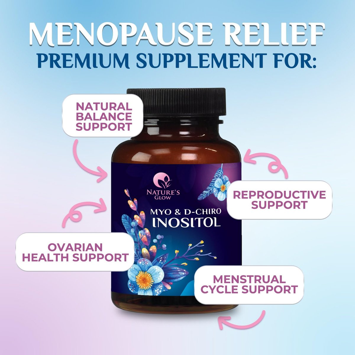 Myo-Inositol & D-Chiro Inositol 1025mg – 40:1 Idealverhältnis für Eierstockunterstützung, veganes Myo & D-Chiro Supplement für natürliches Gleichgewicht und Hormonunterstützung, Vitamin B8, Nicht-GVO – 60 Kapseln