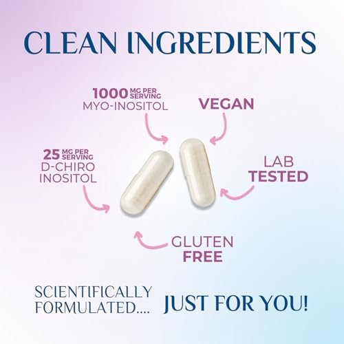 Myo-Inositol & D-Chiro Inositol 1025mg – 40:1 Idealverhältnis für Eierstockunterstützung, veganes Myo & D-Chiro Supplement für natürliches Gleichgewicht und Hormonunterstützung, Vitamin B8, Nicht-GVO – 60 Kapseln
