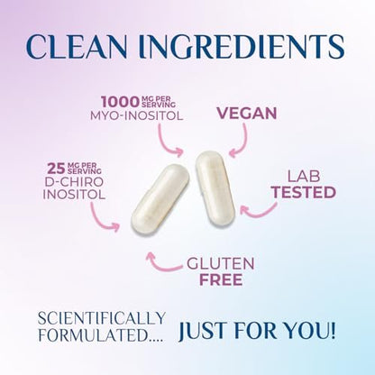 Myo-Inositol & D-Chiro Inositol 1025mg – 40:1 Idealverhältnis für Eierstockunterstützung, veganes Myo & D-Chiro Supplement für natürliches Gleichgewicht und Hormonunterstützung, Vitamin B8, Nicht-GVO – 60 Kapseln