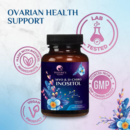Myo-Inositol & D-Chiro Inositol 1025mg – 40:1 Idealverhältnis für Eierstockunterstützung, veganes Myo & D-Chiro Supplement für natürliches Gleichgewicht und Hormonunterstützung, Vitamin B8, Nicht-GVO – 60 Kapseln