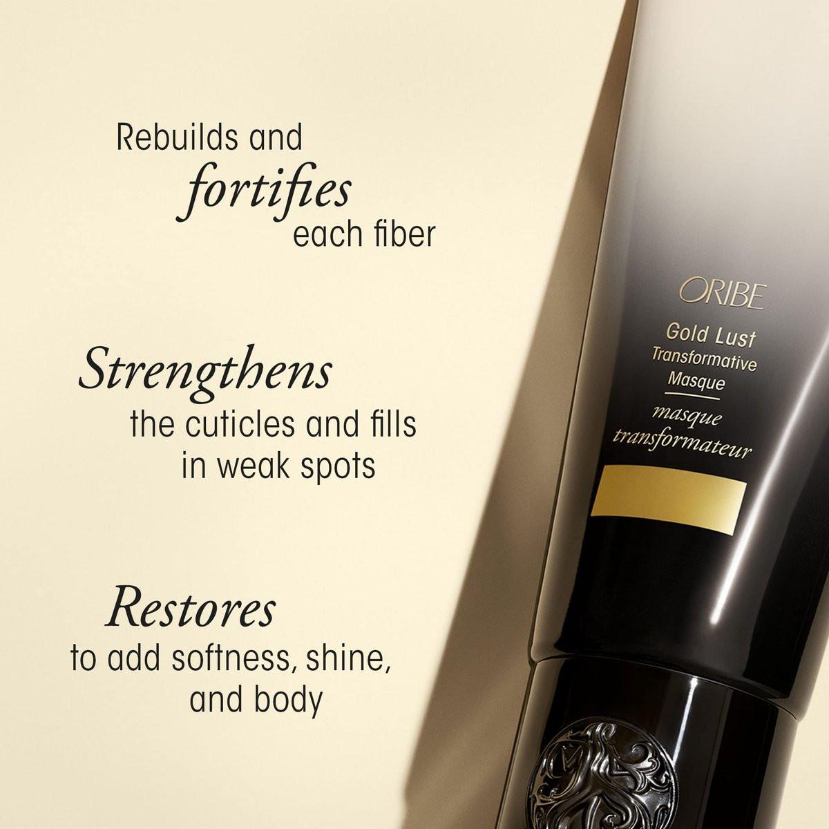 Oribe Gold Lust Transformative Mask Reisegröße - Stärkt & repariert geschädigtes Haar - Verleiht trockenen Strähnen Geschmeidigkeit, Glanz & Nährstoffe - Mit Biotin & Niacinamid - Für geschädigtes Haar - 1,7 oz