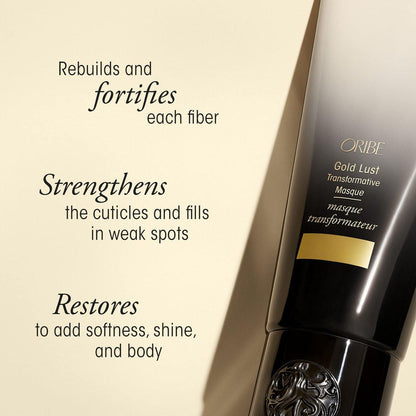 Oribe Gold Lust Transformative Mask Reisegröße - Stärkt & repariert geschädigtes Haar - Verleiht trockenen Strähnen Geschmeidigkeit, Glanz & Nährstoffe - Mit Biotin & Niacinamid - Für geschädigtes Haar - 1,7 oz