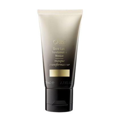 Oribe Gold Lust Transformative Mask Reisegröße - Stärkt & repariert geschädigtes Haar - Verleiht trockenen Strähnen Geschmeidigkeit, Glanz & Nährstoffe - Mit Biotin & Niacinamid - Für geschädigtes Haar - 1,7 oz