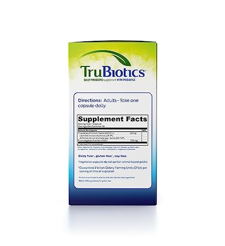 TruBiotics Probiotika für Verdauungs- und Immunsystem – mit Präbiotika, unterstützt Regelmäßigkeit und hilft bei Bauchbeschwerden, Blähungen und Völlegefühl, 2 klinisch untersuchte Stämme, 30 Kapseln