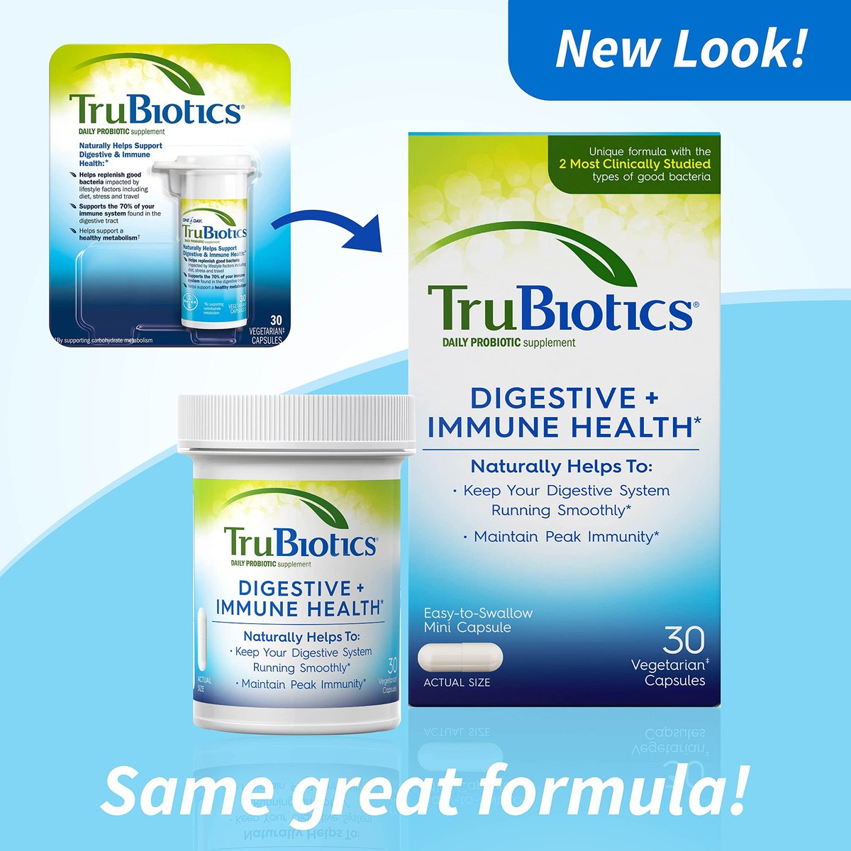 TruBiotics Probiotika für Verdauungs- und Immunsystem – mit Präbiotika, unterstützt Regelmäßigkeit und hilft bei Bauchbeschwerden, Blähungen und Völlegefühl, 2 klinisch untersuchte Stämme, 30 Kapseln