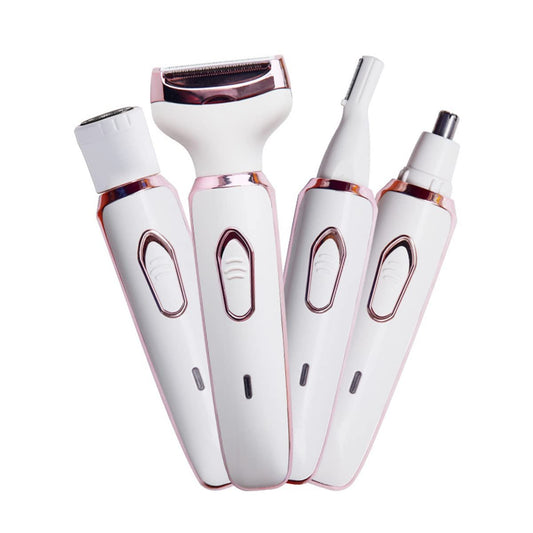 ANFOOS Elektrorasierer für Damen – 4-in-1 Haarentferner für Gesicht, Nase, Augenbrauen, Bart, Schnurrbart, Arme, Beine, Achseln, Bikini – Schmerzlos, Wiederaufladbar, Tragbar, Edelstahlklingen, 9-teiliges Set