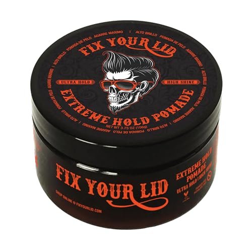 Fix Your Lid Extreme Hold Haar Pomade für Männer - Hochglanz Wasserbasierter Haargel 106 g - Leicht auswaschbar