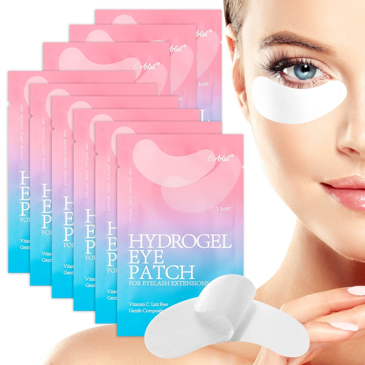 C. ARTIST 110 Paar 100% natürliche Hydrogel-Augenpads für Wimpernverlängerung – Kollagen & Aloe Vera Unteraugenpads, Lash Tech Zubehör