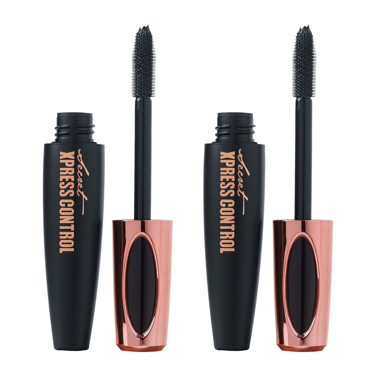 Secret Xpress Control 4D Seidenfaser Mascara – 2er-Pack: Verlängernd & verdichtend, wasserfest & schmutzunempfindlich, für volle, lange, dichte Wimpern