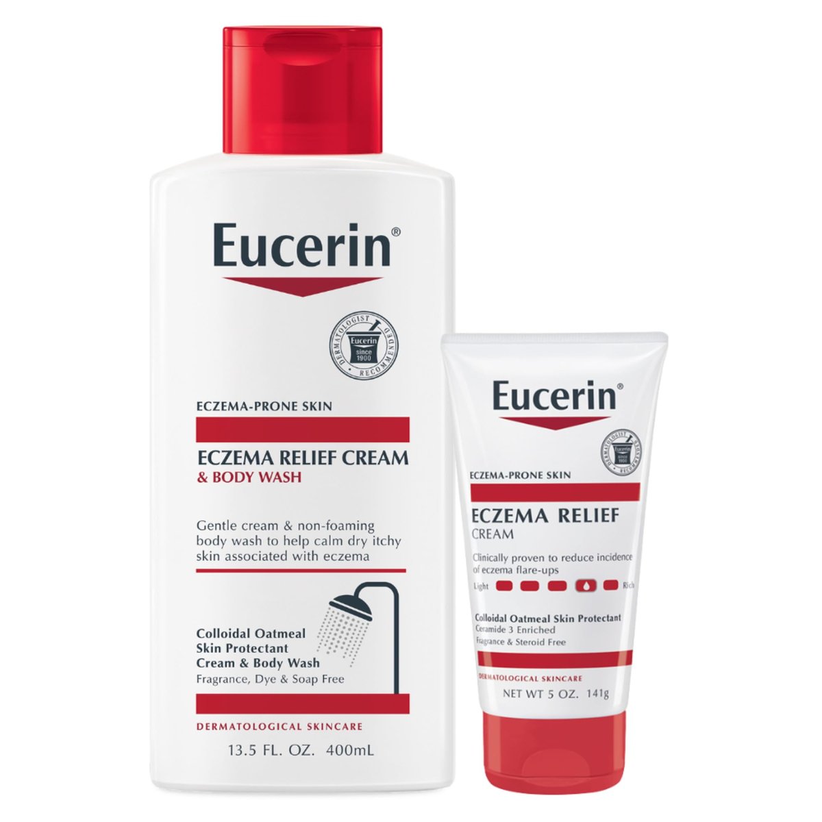 Eucerin Ekzem-Pflegeset: Körperreinigung (400 ml) + Creme (150 ml) mit kolloidalem Hafermehl – Hautschutz bei trockener, juckender Haut