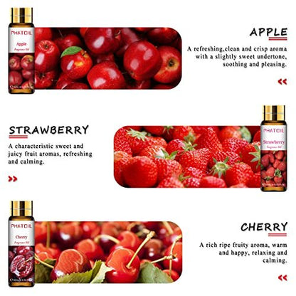 PHATOIL 9-teiliges Fruchtduft-Öl-Geschenkset, 10ml/0,33fl.oz Duftöle für Seife, DIY-Kerzen, Badebomben, fruchtige Duftöle für Diffuser für Zuhause