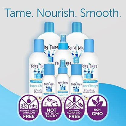 Fairy Tales Tangle Tamer Pflegeshampoo und Conditioner für Kinder + Entwirrungsspray - Feuchtigkeitsspendend und Anti-Frizz - Parabenfrei, Sulfatfrei - 12 oz (3er-Pack)