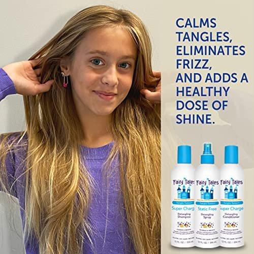 Fairy Tales Tangle Tamer Pflegeshampoo und Conditioner für Kinder + Entwirrungsspray - Feuchtigkeitsspendend und Anti-Frizz - Parabenfrei, Sulfatfrei - 12 oz (3er-Pack)