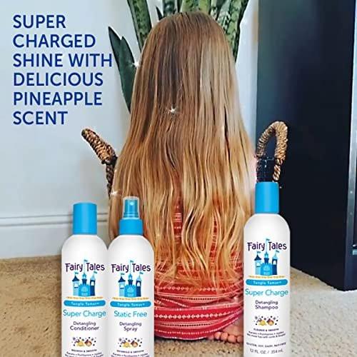 Fairy Tales Tangle Tamer Pflegeshampoo und Conditioner für Kinder + Entwirrungsspray - Feuchtigkeitsspendend und Anti-Frizz - Parabenfrei, Sulfatfrei - 12 oz (3er-Pack)