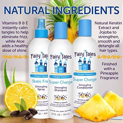 Fairy Tales Tangle Tamer Pflegeshampoo und Conditioner für Kinder + Entwirrungsspray - Feuchtigkeitsspendend und Anti-Frizz - Parabenfrei, Sulfatfrei - 12 oz (3er-Pack)