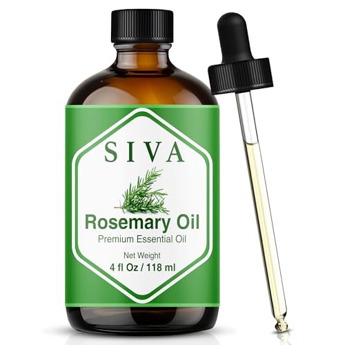 Siva Rosmarinöl - 118 ml – 100% natürliches Rosmarinöl – für Diffuser, Gesicht, Hautpflege, Aromatherapie, Haarpflege, Kopfhaut und Körpermassage – mit Pipette