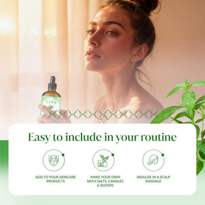 Siva Teebaumöl - 118 ml – 100% natürliches Teebaumöl – für Diffuser, Gesicht, Hautpflege, Aromatherapie, Haarpflege, Kopfhaut und Körpermassage – mit Pipette