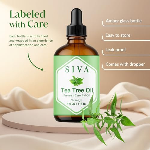 Siva Teebaumöl - 118 ml – 100% natürliches Teebaumöl – für Diffuser, Gesicht, Hautpflege, Aromatherapie, Haarpflege, Kopfhaut und Körpermassage – mit Pipette