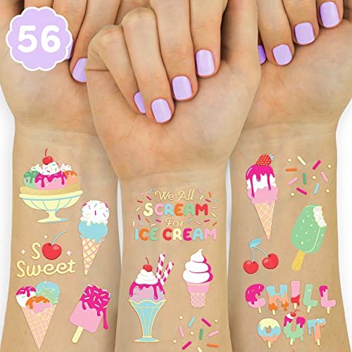xo, Fetti Eiscreme-Geburtstagsparty Temporäre Tattoos für Kinder - 56 Glitzer-Designs | Dessert, Baby-Dusche-Partyzubehör, Kunst und Handwerk