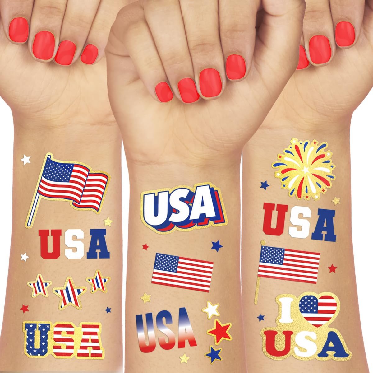 xo, Fetti 4. Juli Dekoration Tattoos – 70 Motive | Rot, Weiß, Blau Partyzubehör, USA Flagge, Memorial Day