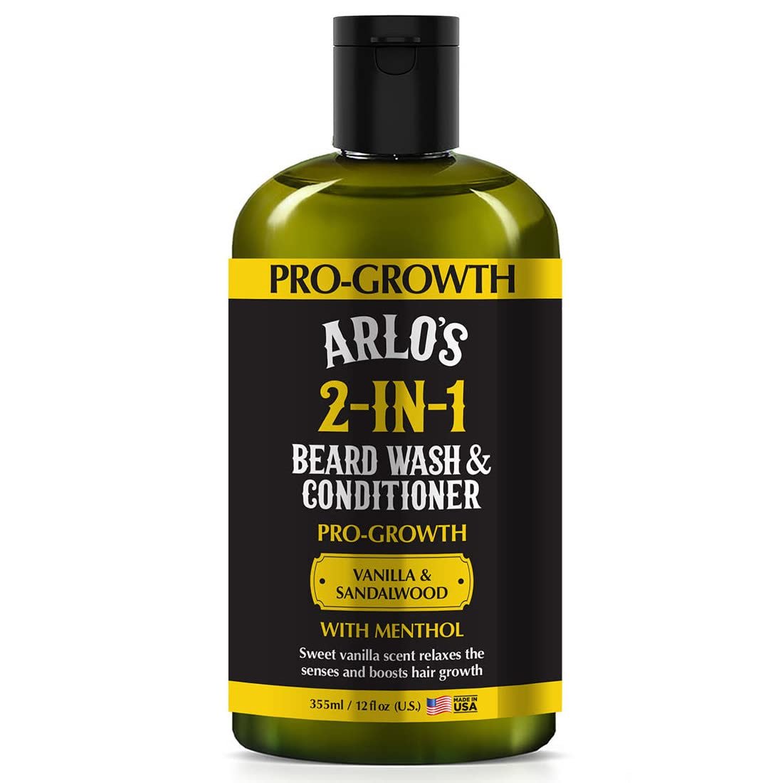 Arlo's Pro-Growth 2-in-1 Bartwäsche & Conditioner - Vanille Sandelholz mit Menthol 12 oz