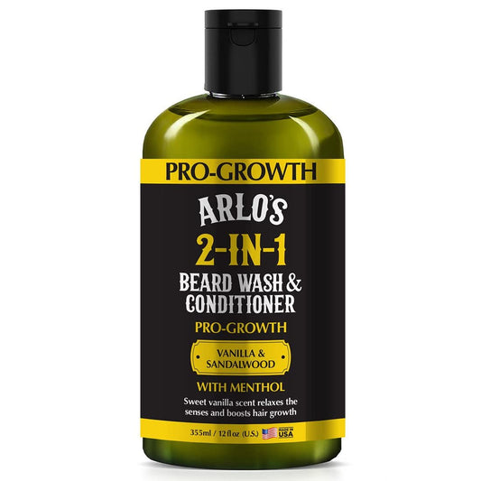Arlo's Pro-Growth 2-in-1 Bartwäsche & Conditioner - Vanille Sandelholz mit Menthol 12 oz