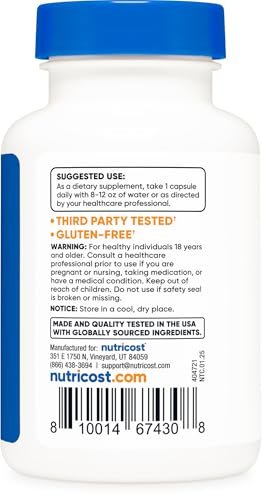 Nutricost Chelat-Mangan-Ergänzung 8 mg, Aminosäure-Chelat, 120 Kapseln, 120 Portionen - Glutenfrei, Nicht-GVO und Vegetarierfreundlich