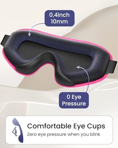 WAOAW Schlafmaske für Männer und Frauen: Lichtdichte 3D-Atmungsaktive Augenmaske für erholsamen Schlaf und Reisen - Verstellbar, weich und bequem (Rosarot)