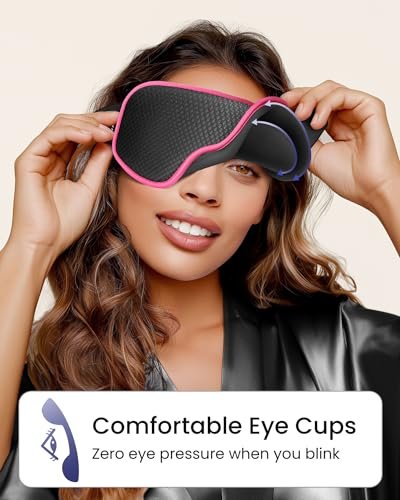 WAOAW Schlafmaske für Männer und Frauen: Lichtdichte 3D-Atmungsaktive Augenmaske für erholsamen Schlaf und Reisen - Verstellbar, weich und bequem (Rosarot)