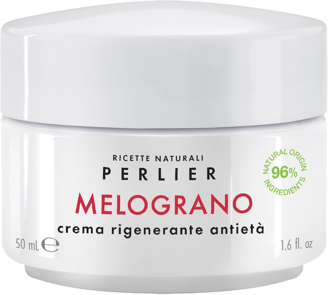Perlier Granatapfel Revitalisierende Anti-Aging Gesichtscreme, 1,6 fl oz, Bio-fermentierter Granatapfel mit Vitamin C & E, Feuchtigkeitsspendende und schützende Formel, Alkoholfrei, Steigert Strahlkraft und Hautvitalität