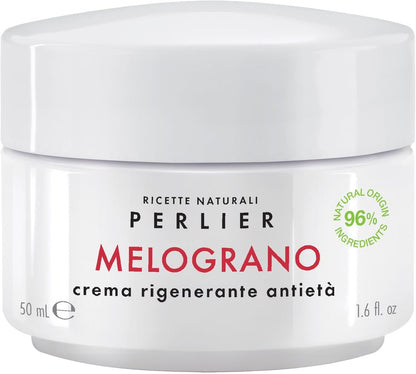 Perlier Granatapfel Revitalisierende Anti-Aging Gesichtscreme, 1,6 fl oz, Bio-fermentierter Granatapfel mit Vitamin C & E, Feuchtigkeitsspendende und schützende Formel, Alkoholfrei, Steigert Strahlkraft und Hautvitalität