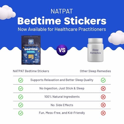 BUZZPATCH NATPAT Sleepy Patch – Einschlaf-Pflaster für Kinder – 24 natürliche, melatoninfreie Pflaster für besseren Schlaf