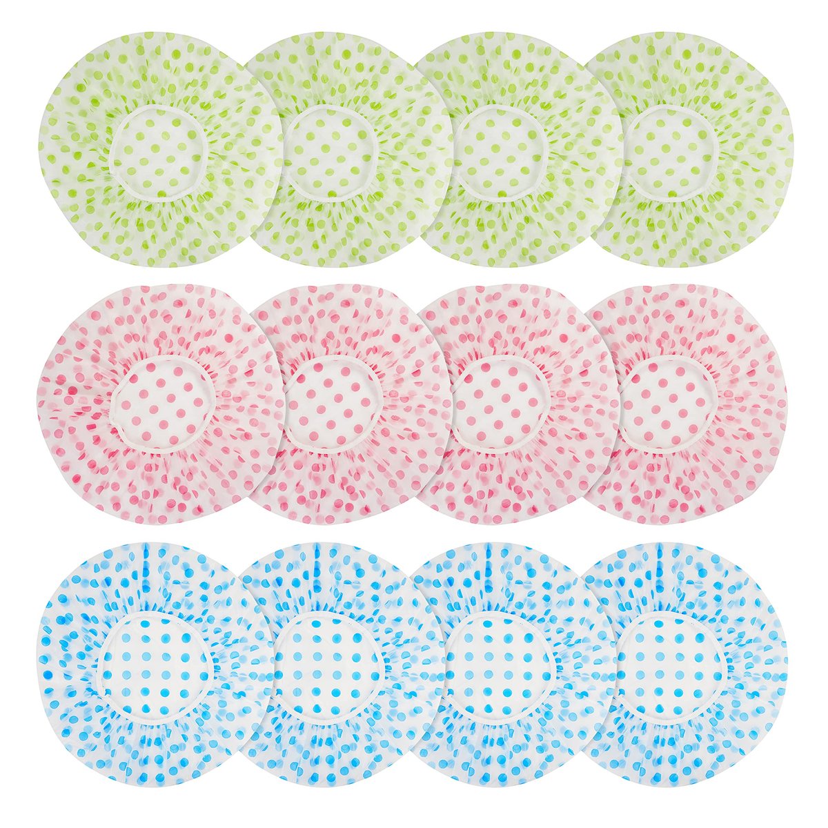 12er-Pack Duschhauben aus Kunststoff, wiederverwendbar, wasserdicht, mit elastischem Band und Blumenmuster – Große Duschhaube für Damen, Spa & Salon
