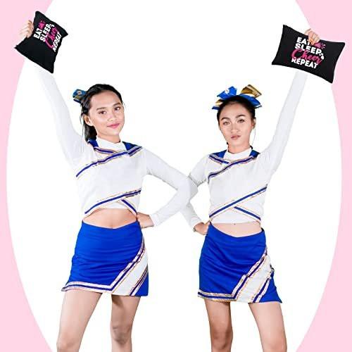 Reginary 12-teiliges Cheer Make-up Taschen Set – Schwarze Canvas Kosmetiktaschen für Cheerleader, Reise Make-up Taschen, Mädchen Geschenke