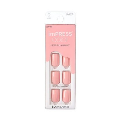 Kiss Impress Color Press-On Nägel – Maniküre-Set 'Dolce Pink', 30 splitterfeste, wischfeste Kunstnägel