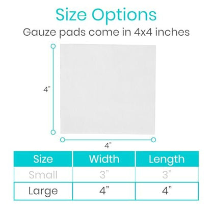 Vive Care 4x4 Sterile Mullkompressen (100 Stück) – einzeln verpackte 2er-Pack Wundauflage zur Reinigung und Polsterung – nicht haftende, hochsaugfähige Binden
