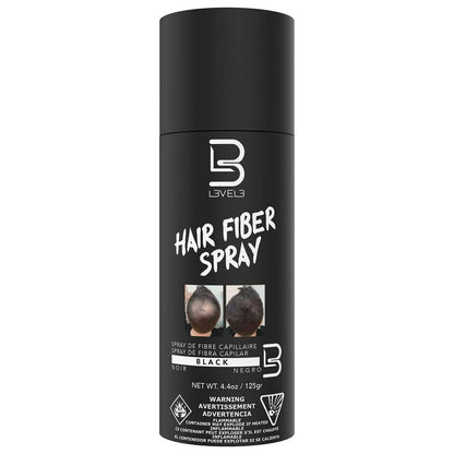 Level 3 Schwarzer Haarspray für Haarausfall - Deckt kahle Stellen & dünner werdendes Haar ab - Graue Abdeckung & volleres Aussehen - Haarauffrischungsspray - 124,7 ml