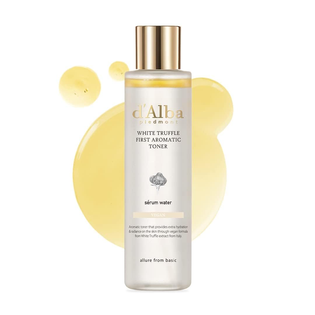 d’Alba Italian White Truffle First Aromatic Toner – Veganes, sanftes Feuchtigkeitstonikum mit weißen Trüffeln, schwach sauer, hautfreundlich (155 ml)