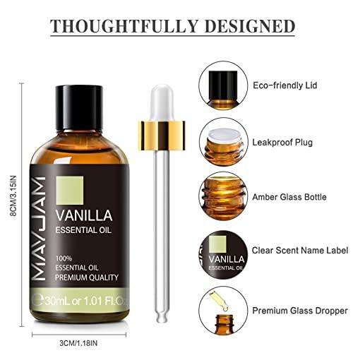 MAYJAM Vanille Ätherisches Öl 30ml – Premium Vanilleöl für Aromatherapie, Diffuser, Seifen- und Kerzenherstellung, langanhaltender Duft