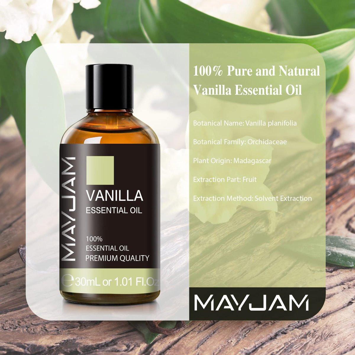 MAYJAM Vanille Ätherisches Öl 30ml – Premium Vanilleöl für Aromatherapie, Diffuser, Seifen- und Kerzenherstellung, langanhaltender Duft