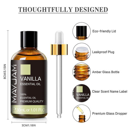 MAYJAM Vanille Ätherisches Öl 30ml – Premium Vanilleöl für Aromatherapie, Diffuser, Seifen- und Kerzenherstellung, langanhaltender Duft