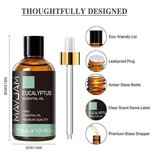 Eukalyptus ätherisches Öl, MAYJAM 3,38 fl.oz Große Flasche reines ätherisches Öl, ideal für Wohnzimmer, Schlafzimmer, Büro und Auto