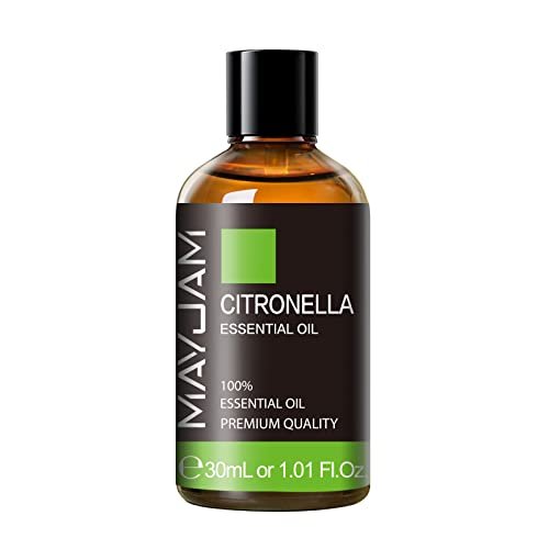 Citronella Ätherisches Öl, MAYJAM 1,01FL.OZ Premium Citronella Öl für Seifen- und Kerzenherstellung, Diffuser, Schlafzimmer, Wohnzimmer, Büro, 30ML/Flasche